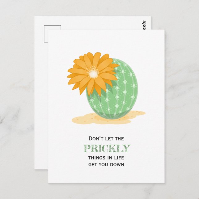 Cactus Flower - Pricky Things Quote Postcard (Front/Back)