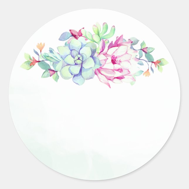 Cactus Flower & Succulents Wedding Favor Stickers (Front)