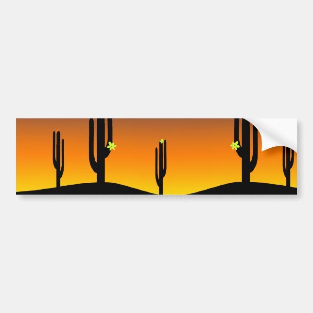 Cactus Flower Sunset Bumper Sticker (Front)