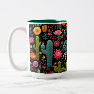 Cactus Flower Two-Tone Coffee Mug
