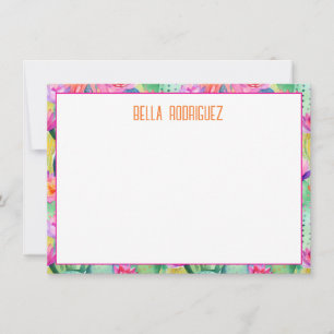 Cactus Flower Watercolors NAME Desert Colorful Note Card