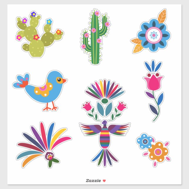 Cactus Flowers Bird Sticker (Sheet)