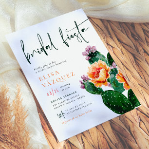 Cactus Flowers Bold Colorful Fiesta Bridal Shower Invitation