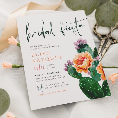 Cactus Flowers Bold Colorful Fiesta Bridal Shower Invitation