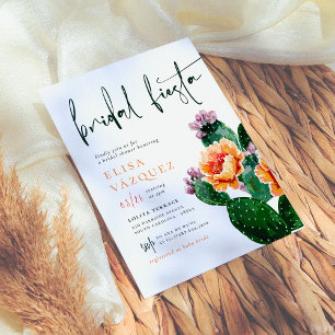 Cactus Flowers Bold Colorful Fiesta Bridal Shower Invitation