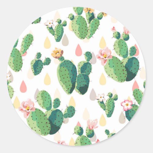 Cactus Flowers Classic Round Sticker