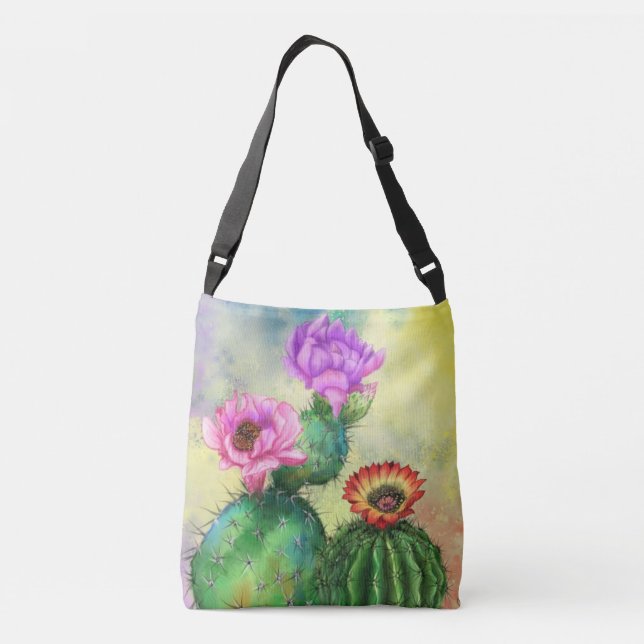 Cactus Flowers Crossbody Bag beautiful Cacti (Back)