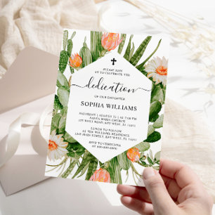 Cactus Flowers Frame Dedication Invitation