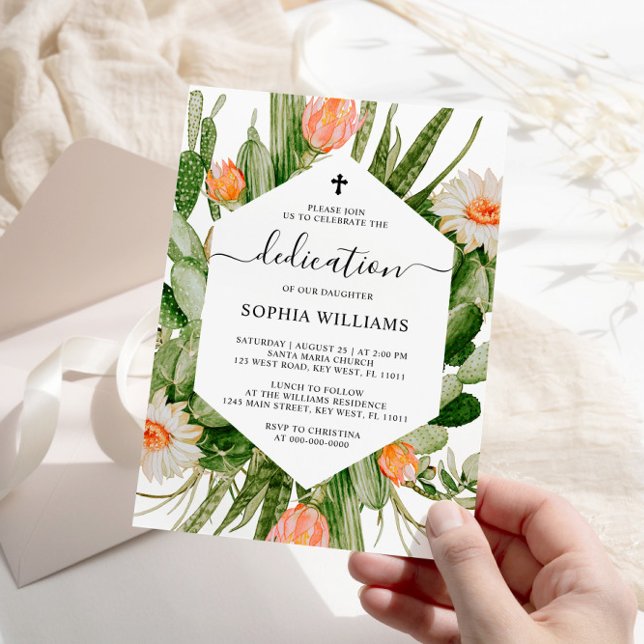 Cactus Flowers Frame Dedication Invitation (Creator Uploaded)