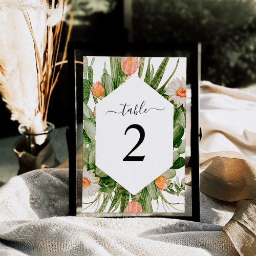 Cactus Flowers Frame Table 2 Wedding Table Number