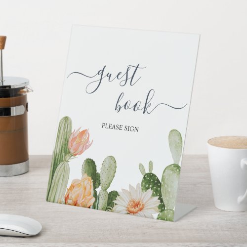 Cactus Flowers Greenery Shower Guest Book Sign