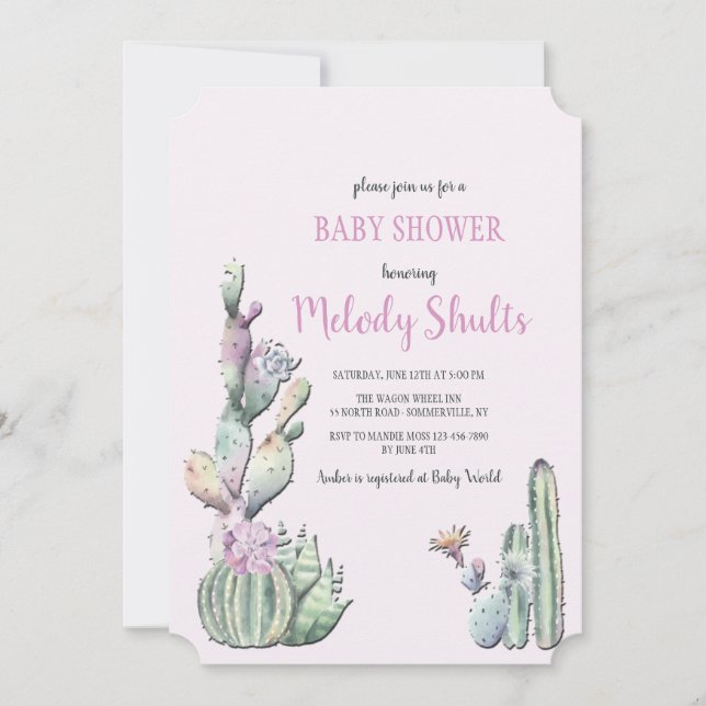 Cactus Flowers Invitation (Front)