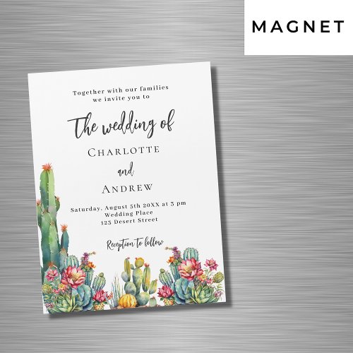 Cactus flowers luxury wedding magnetic invitation