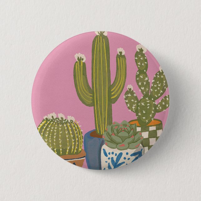 Cactus Flowers Pink Button (Front)