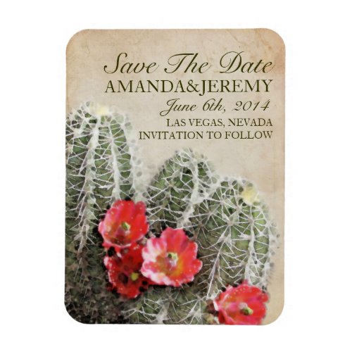 Cactus Flowers Save The Date Magnet