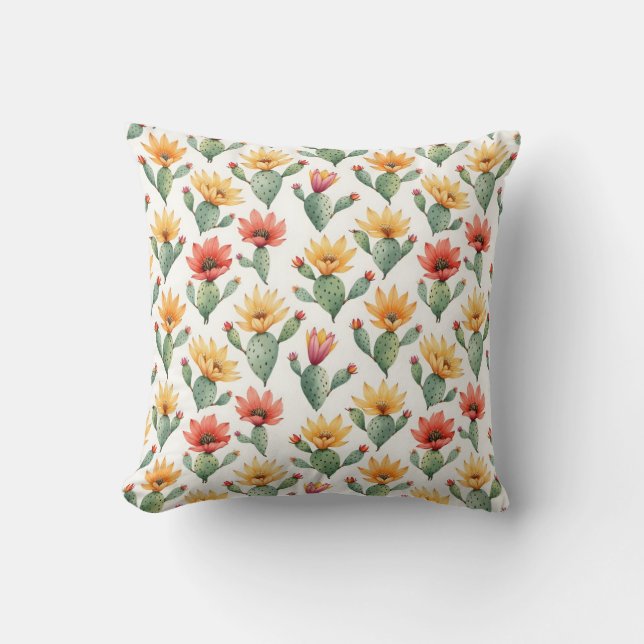 Cactus Flowers Throw Pillow (Front)