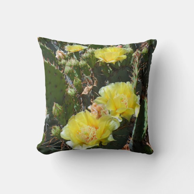 Cactus Flowers Throw Pillow (Front)