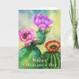 Cactus Flowers Valentine's Day Card