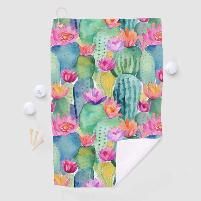 Cactus Flowers Watercolor Art Desert Colorful Golf Towel (InSitu)
