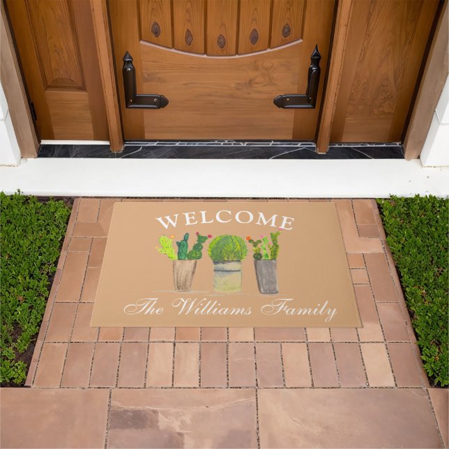 Cactus Flowers Watercolor Southwest Housewarming Doormat (Outdoor)