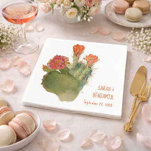Cactus Flowers Wedding Botanical Watercolor Floral Napkins
