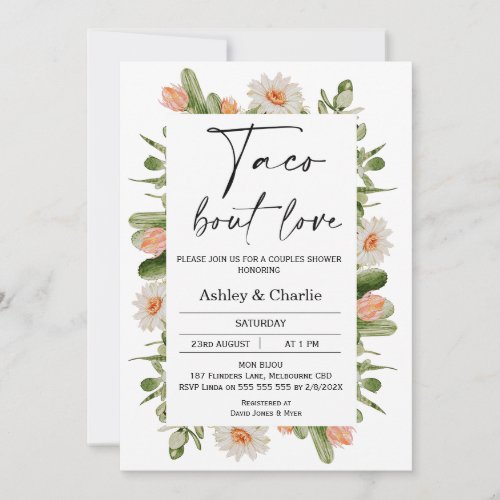 Cactus Frame Taco bout Love Couples Shower Invitation