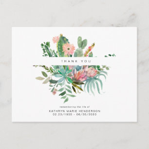 Cactus Funeral Loss of Life Thank You Postcard