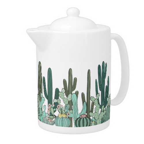 Cactus Garden Art Teapot