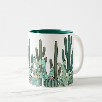 Cactus Garden Art Two-tone Coffee Mug by MissMatching at Zazzle