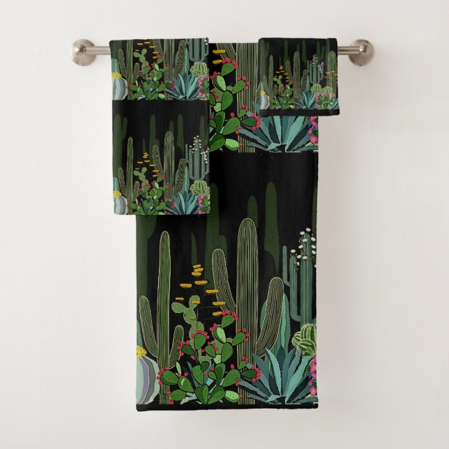 Cactus Garden at Night Bath Towel Set (Insitu)