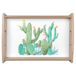 Cactus Garden Cacti Succulent Plants Watercolor Serving Tray