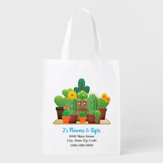 Cactus Garden Flower Shop Reusable Grocery Bag