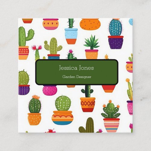 Cactus Garden House Plants Pots Plantations  Square Business Card