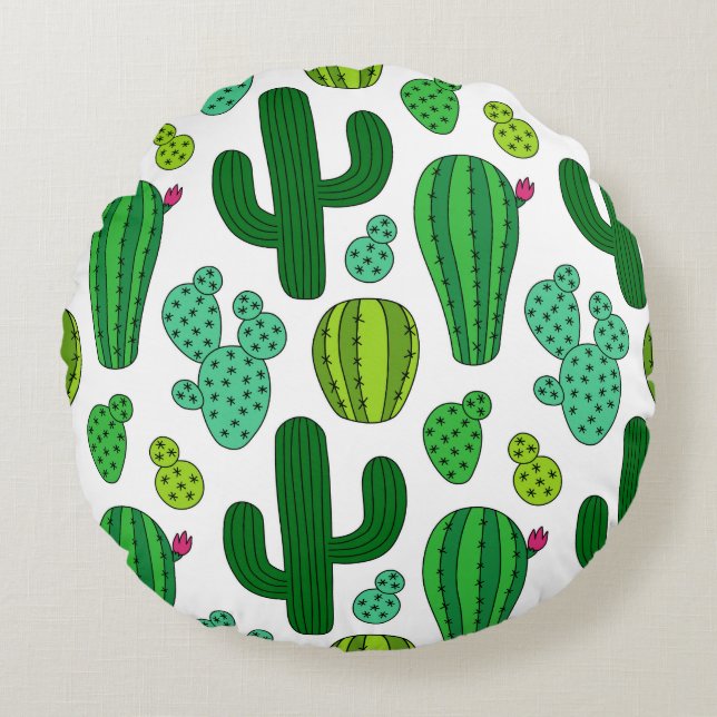 Cactus Garden Round Pillow (Front)