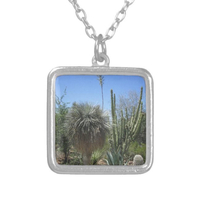 Cactus Garden Silver Plated Necklace (Front)