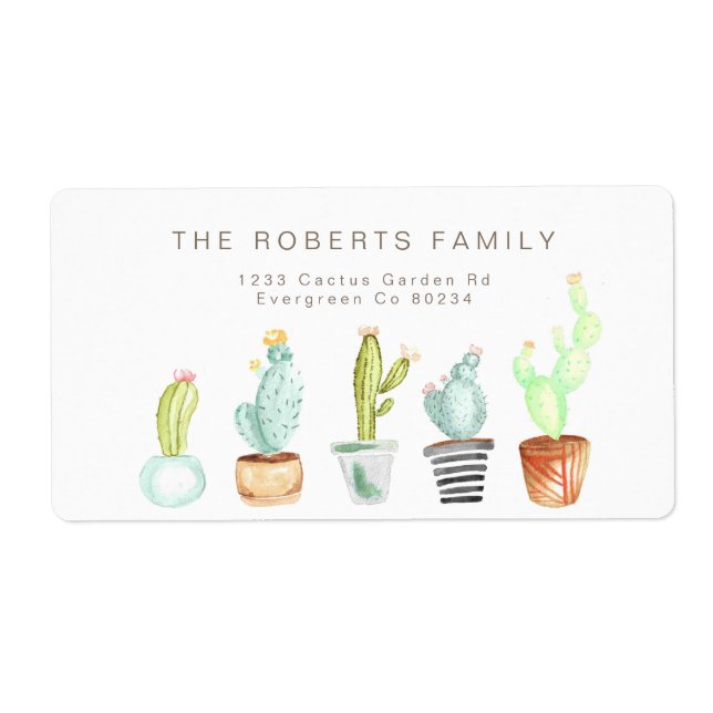 Cactus Garden | Watercolor Address Label (Front)