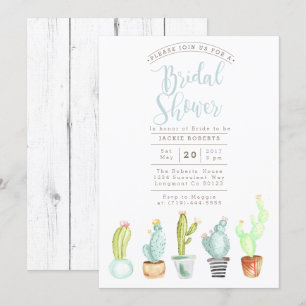 Cactus Garden   Watercolor Bridal Shower Invite