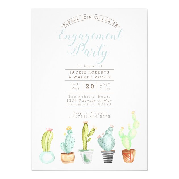 Cactus Garden | Watercolor Engagement Party Invite