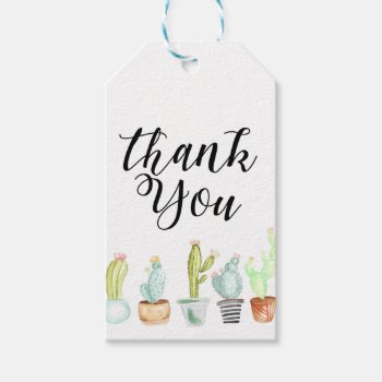 Cactus Garden | Watercolor Thank You Gift Tags by RedefinedDesigns at Zazzle