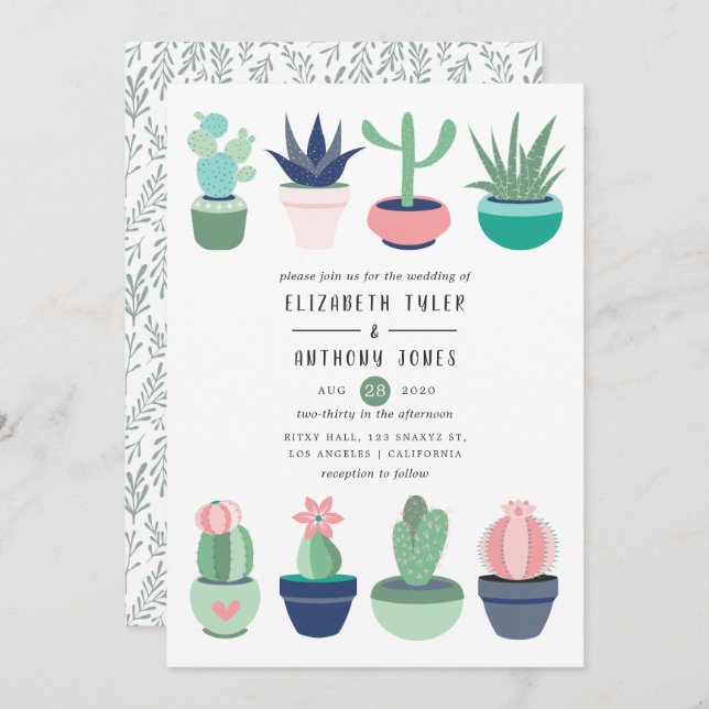 Cactus Garden Wedding Invitation (Front/Back)