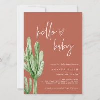 Cactus Gender Neutral Desert Hello Baby Shower Inv Invitation