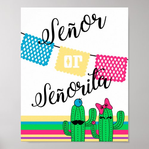 Cactus Gender Reveal Poster Senor o Senorita cute