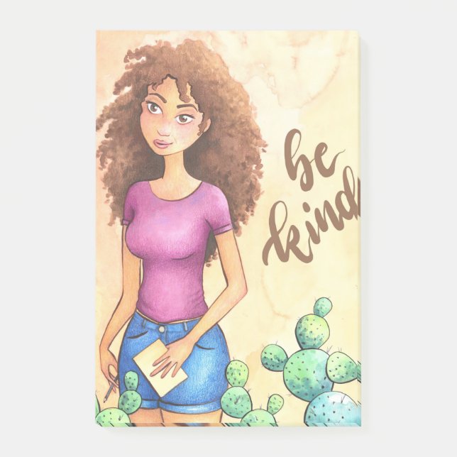 Cactus Girl Be Kind Post-it Notes (Front)