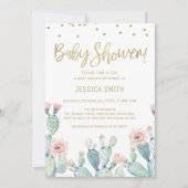 Cactus Gold Calligraphy Baby Shower Invitation (Front)