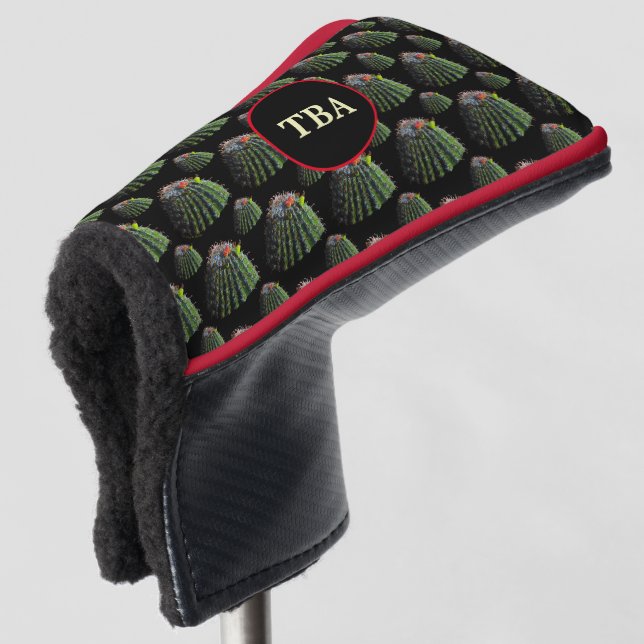 Cactus Golf Putter Cover - Personalized Monogram (3/4 Front)