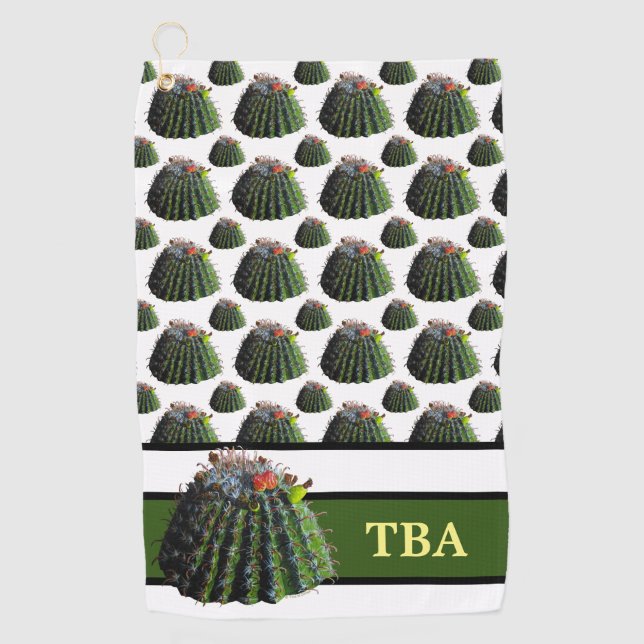 Cactus Golf Towel - Personalized Monogram (Front)