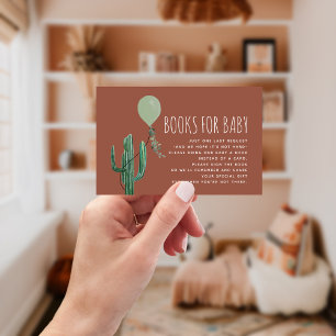 Cactus Green Balloon Baby Shower Book Request Enclosure Card