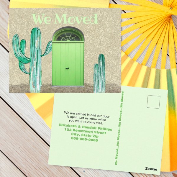 Cactus Green Door We've Moved Announcement