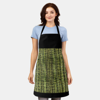 Cactus Green Kitchen Apron with Black Upper
