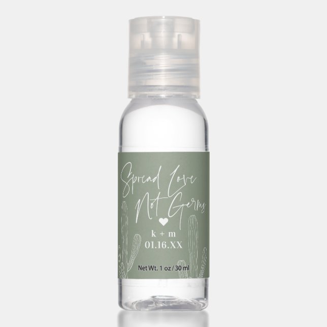 Cactus Green | Modern Desert Wedding Thank You Hand Sanitizer (Front)